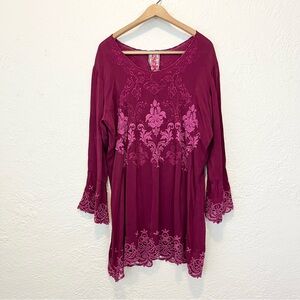 Johnny Was Tunic Top Dress Robin Berry Magenta Embroidered Large L